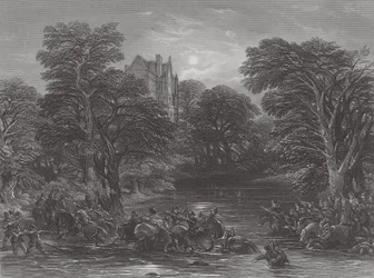 The Scots Pursued After the Battle of Preston, Engraved by J.C. Varrall